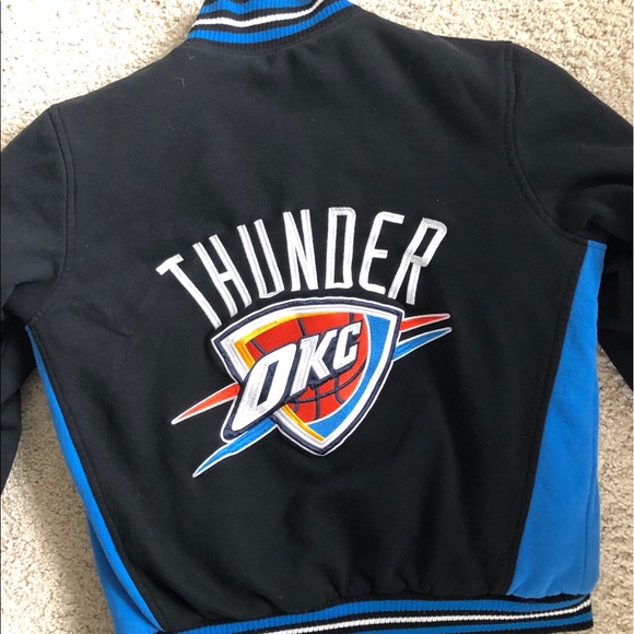REVERSIBLE OKC THUNDER MENS BOMBER JACKET - Picture 5 of 7
